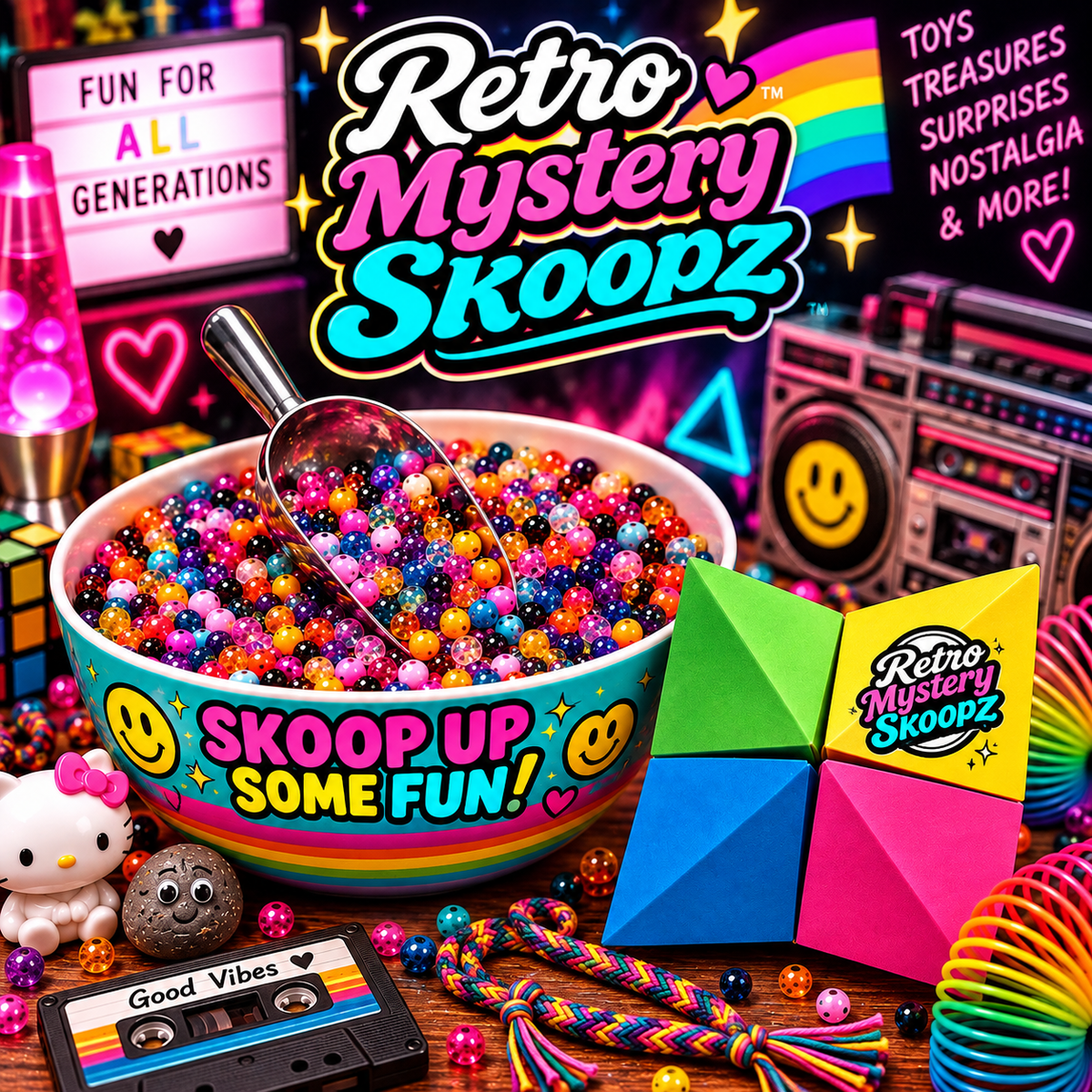 Two Retro Mystery Skoopz and 1 Fortune Teller (40+Beads)